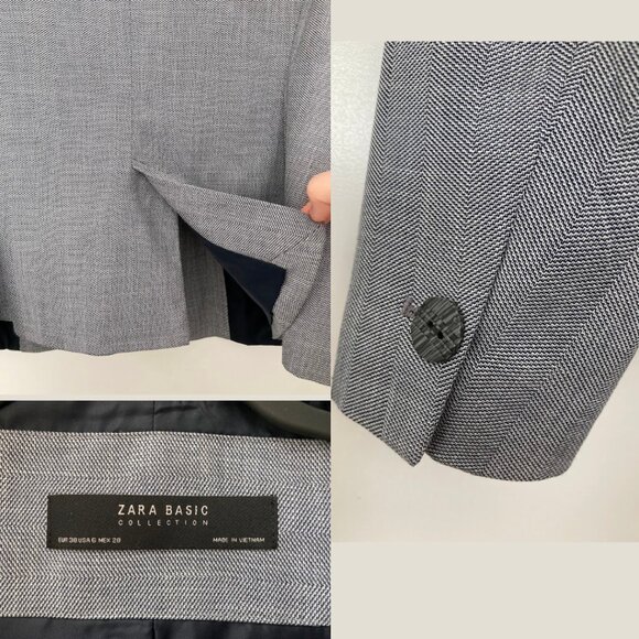 Zara Basic Tailored Grey Blazer | One Button | Fitted Classic Jacket - Picture 15 of 16